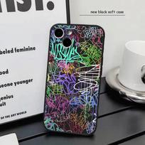 Graffiti for iPhone 15 16 14 Plus 13 12 11 17 Pro Max 17 Air Black Soft Phone Cover iphone 15