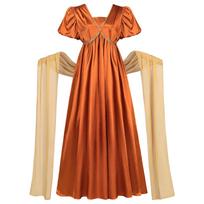 Regent style dress, elegant bubble sleeve flowing long skirt, women's retro palace ball costume, suitable for role-playing and themed parties S