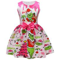 The Grinch Girl Dress With Cartoon Pattern For Kids Girls Ages 3 To 8 100cm