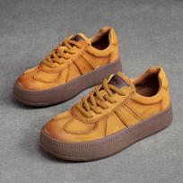 GKTINOO 2025 Autumn New Retro Lace-up Flat Platform Shoes Genuine Leather Sneakers Thick Soled Round Toe Casual Women's Shoes 5