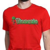 Mens TShirt Terraria Logo Vintage Cotton Tees Adult Camisas T Shirts Crewneck Unique Graphic Design Brand Tee Shirt Man S