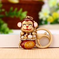Striking Matte Gold Monkey Keyring Glimmering With Sparkles Perfect For Memorable Gifts