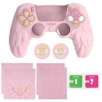 Magic Wings Silicone Cover for PS5 Controller, Soft Anti-Slip Grip Skin with Thumbstick Caps & Stickers - Pink rožinė