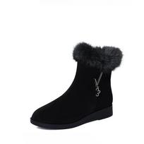 Plush Womens Boots Comfortable Hick-soled Fur Shoes Ladies Shoes Zipper Women Vulcanized Shoes Anti-slip Chaussure Femme 35