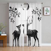 Elniai po mėnuliu Permatomos užuolaidos miegamajam svetainei Tiulio užuolaidos virtuvės langui Voile užuolaidos 135W x 114H(cm) white
