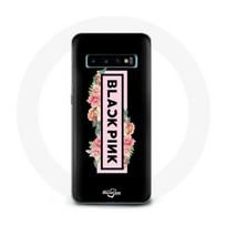 Coque pour Samsung Galaxy S10 Blackpink Groupe de K-pop Logo Noir Rose Fond Noir juoda