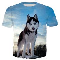 Funny Pet Dog T-Shirts Husky Animal 3D Print Streetwear Men Women Fashion Oversized Short Sleeve T Shirt Kids Tees Tops Clothing S