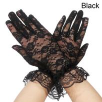 Women Party Dressy Gloves Sunscreen Lace Gloves Rose Flower Pattern UV Protection Mittens Wedding White Bride Gloves balta