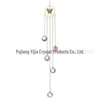 Garden Decor Pendants: Tree of Life, 7-Color Lighting Balls, Sun Catcher, Crystal Wind Chimes Green Butterfly Crystal Ball, 50cm, 72g