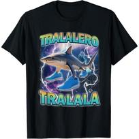 Tralalero Tralala Italian Brainrot Funny Shark Meme Kids T-Shirt S juoda