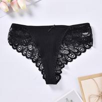 Women's Plus Size Seamless Mid-Rise Thong with Lace Trim, Breathable Pure Cotton Crotch 3XL juoda