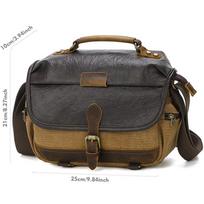 Retro DSLR Camera Bag Canvas Crossbody Photography Bag Micro Single Storage Bag Shockproof Digital Bag Men's Outdoor Camera chaki
