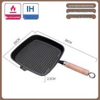 Qiwei Striped Cast Iron Grill Pan with Lid