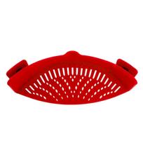 LMETJMA Universal Silicone Clip-on Pan Pot Strainer Anti-spill Pasta Pot Strainer Food Grade Rice Fruit Colander Strainer KC0111 raudona