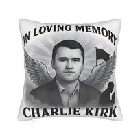 Charlie Kirk Funny Face Pillow Case Comfy Pillow Cover For Office Car Home Decor Morden Pillowcases Peach skin 18*18(CM)-1Pcs