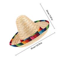 Mexican Fiesta Sombrero Hat Carnival Party Headwear Straw Construction Colorful Trim for Halloween Performances Vacations smėlis