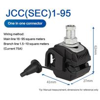 16-95 mm 2 pagrindinė linija, nenulupti kabelių pradurti jungikliai, 1 kV žemos įtampos, atsparūs lūžiams, T tipo, pagrindinis 1,5-35 mm², pradurti kabelių spaustukai JCC SEC 1 to 35