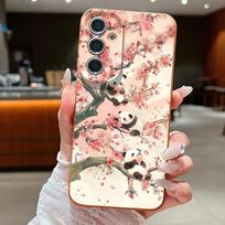 Lovely Baby Panda Print Case For Samsung A57 A37 A17 A56 A36 A16 A55 A35 A15 A54 5G S21 FE S22 S23 S24 Plus S25 S26 Ultra Leather Texture Cover Samsung A17 ruda