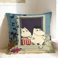Cute M-Moomins Pillow Case Graphic Pillow Cover Retro Trendy Cushion Cover For Sofa Bedroom Home Decor Peach skin 18*18(CM)-1Pcs