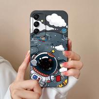Cartoon Astronaut Pattern Back Cover For Samsung M55 S24 FE M35 A16 C55 A06 Case Screen Protector Shockproof Soft Silicone Phone Bags For Galaxy Capas Samsung M55 5G