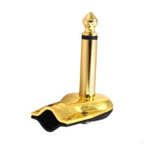 6.35mm Mono Jack Right Angle Plug Flat Male Guitar Effects Pedal Connector Golden