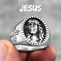 Dievas Jėzus Religija Kryžius Nerūdijančio Plieno Vyriški Žiedai Madingas Punk Amuletas Vyriškam Vaikinui Papuošalas Kūrybiška Dovana 7