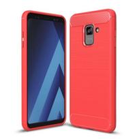Apsauginis dėklas - Samsung - Galaxy A8 2018 - Raudonas - Smūgiams atsparus - Šlifuoto anglies pluošto raudona