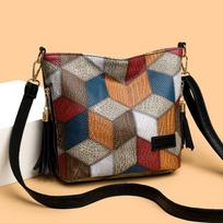 Moteriška rankinė iš minkštos PU odos piniginė kokybiška moteriška pečių kurjerio rankinė dizainerio didelės talpos patchwork kibirėlis rankinė 20.5x9x21cm juoda