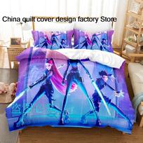 New kpop demon hunters Bedding Set Single Twin Full Queen King Size Bed Set Kids Bedroom Duvetcover Sets Anime Bed Sheet Set AU Single(140x210cm)