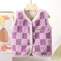 Kūdikio ir vaikų dvipusis vilnos liemenė - Unisex, Madinga, Stora, Šilta, Berankovė striukė 73 cm violetinė