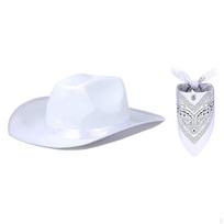 Cowboy Hat and Bandanna Wide Brim Cap for Men Women Camping Fancy Dress balta