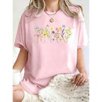 Flowers Attract Dragonflies Design Women T Shirts Hip Hop Crewneck T-Shirt Cotton Summer Clothes Casual Oversize Y2K S
