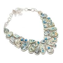 Natural K2 Blue Azurite Gemstone 925 Sterling Silver Jewelry Necklace 18  AN-2214
