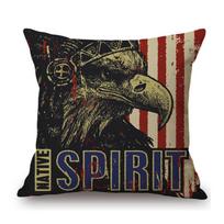 Us Eagle Native American Retro Native Spirit Cafe Bar Home Decorative Cotton Linen Sofa Throw Pillow Case Cushion Cover Peach skin 18*18(CM)-1Pcs