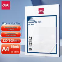Deli A4 55mic Transparent Laminating Film (100 Sheets) CN plug (adapter included)