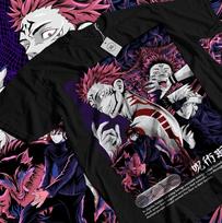 Anime Jujustu Kaisen RyoUnisex Sukuna Megumi Gojo Battle Black TShirt Size S4XL S