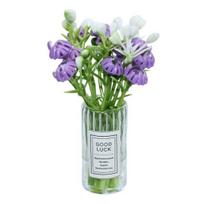 Miniature Flower Vase for Dollhouse, Mini Floral Vase Figurine, Tiny Clear Plants Vase Model, 1/12 Scale Dollhouse Decor Accessories šviesiai violetinė spalva
