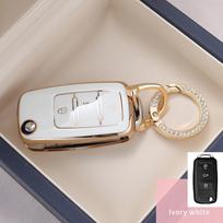TPU automatinio atlenkiamo rakto dėklas Korpusas Tinka Volkswagen Vw Polo Golf Passat Tiguan Beetle Caddy T5 Up Eos Skoda Octavia Seat Leon Altea white
