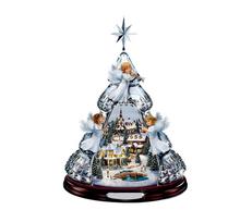 Christmas Village Musical Snow Globe with Three Angel Figurines and Lighted Base Decorative Holiday Ornament for Seasonal Display balta