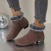 Moteriški Batai 2024 Žiemos Ankle Boots Apvalus Pirštas Žemas Kulnas Pūkiniai Pūkiniai Medvilniniai Batai Patogūs Šilti Neslystantys Atsparūs Šalčiui Darbiniai Batai 35 šviesiai ruda spalva