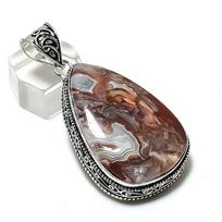 Natural Laguna Lace Agate Gemstone 925 Sterling Silver Pendant 2.36  ETC-14230