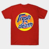 Asian Size Men Black Print T-shirt Fresh To Death No-Cut Print Cotton Tshirt 3XL