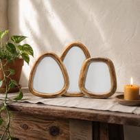 Set of 3 Pebble Shaped Mirrors - Dark Brown Finish