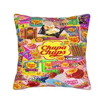 Candy Chupa Chups Pillow Case Soft Pillow Cover Vintage Pillowcases For Sofa Home Decor Peach skin 18*18(CM)-1Pcs yellow