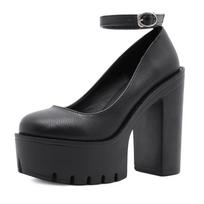 2025 new spring autumn casual high-heeled shoes sexy  thick heels platform pumps Black White Size 42 35 juoda