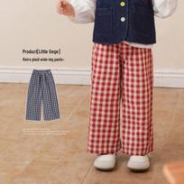 LUSON Girls' 2026 Spring Plaid Wide-Leg Pants 100