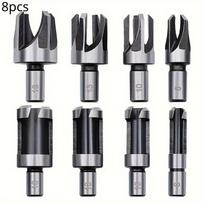 8pcs Wood Hole Plug Cutter Set - High Carbon Steel Cutting Tools for Woodworking Hole Saw Cutting