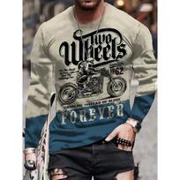 Men'S Vintage Motorcycle Fashion Long Sleeve T-shirts Outdoors Breathable Tops Tees Graphic S