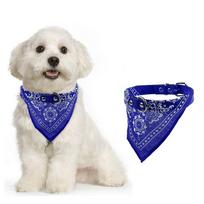 Adjustable Pet Dog Puppy Cat Neck Scarf Bandana With Leather Neckerchief Collar Blue,S