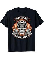 Funny Take It Out Play With It Skeleton Biker MotoYYYYYycle Unisex T-Shirt XL